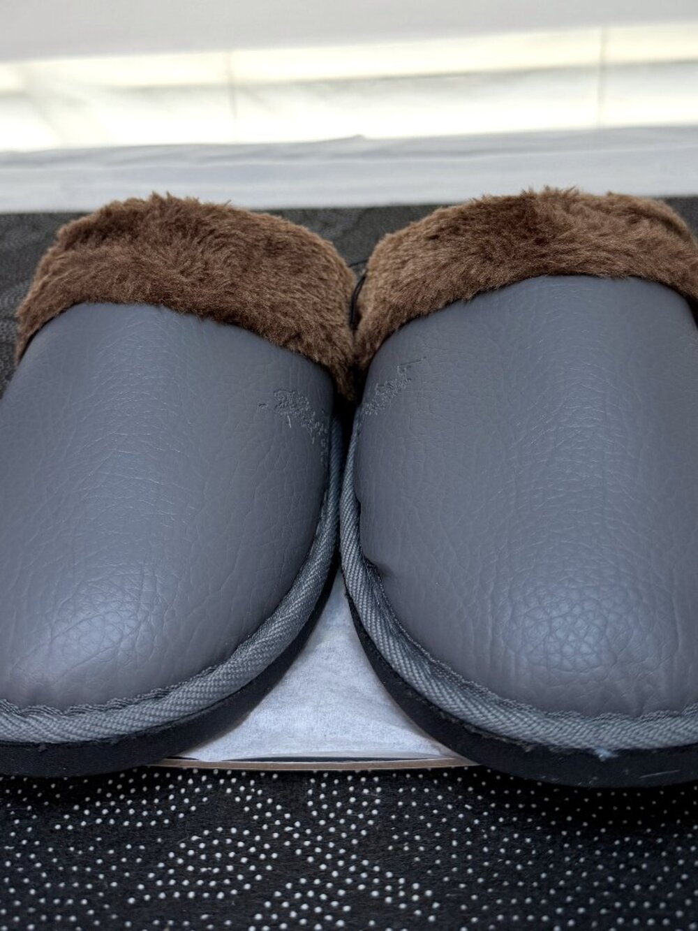 U.S. Polo Assn. Men’s Cozy Slip-On Slippers – Gray/Brown Men's Size 9/10